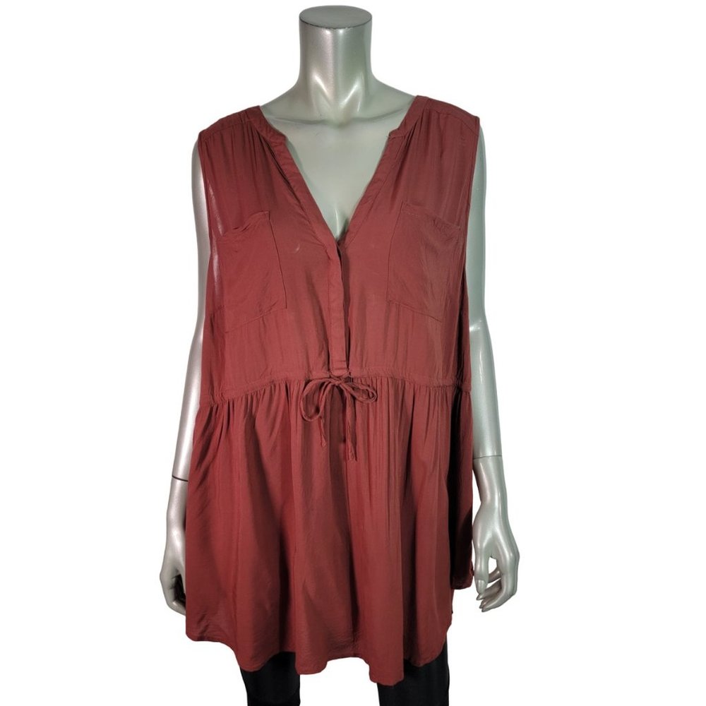 Torrid Top Plus Size 3x Rust Red Pockets Lightwei… - image 1